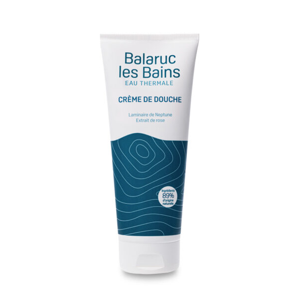Tube de crème de douche 200ml sans savon pour respecter le pH physiologique de la peau, 89% d'ingrédients d'origine