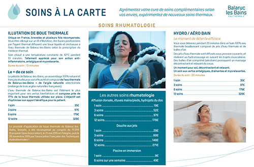 Illustration de la brochure des soins thermaux à la carte proposés par les thermes de Balaruc Les Bains